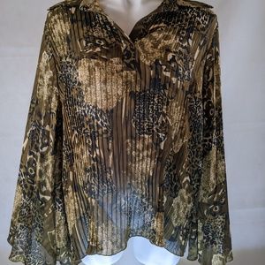 Just the Girls Animal Print v-Neck Blouse 2X